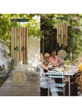 Astarin Tree of Life 36” Wind Chimes Gold Outdoor Garden Decor